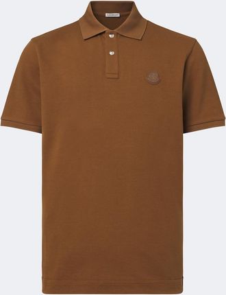 Moncler Leather-trimmed cotton piqu&eacute; polo shirt