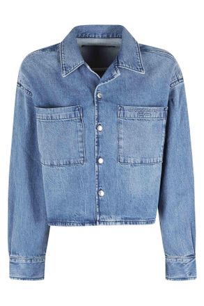 Alexander Wang Denim Blue Cropped Long-Sleeve Cotton Denim Jacket