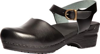 Sanita Sansi Leather Sandal | Original Handmade for Women | Anatomical Shaped Footbed with Soft Foam | Adjustable Ankle Strap | Black | 4 UK