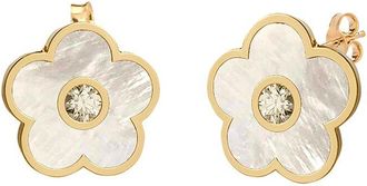 Gabi Rielle 14K Over Silver Pearl Cz Flower Earrings