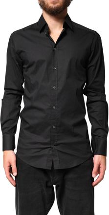 Dolce & Gabbana Black GOLD Cotton Men Dress Formal Mens Shirt (Pre-Owned)