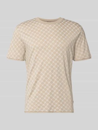 Joop T-Shirt mit Logo-Muster und Rundhalsausschnitt in Beige, Gr&ouml;&szlig;e XXXL