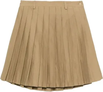 7 For All Mankind Rokken, Dames, Beige, W27, Katoen, Beige Katoenen Geplooide Hoge Taille Rok