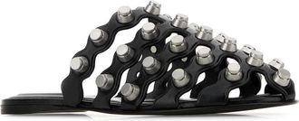 Alexander Wang Womens Rexa Cage Slide Black Exteiror Leather Metal