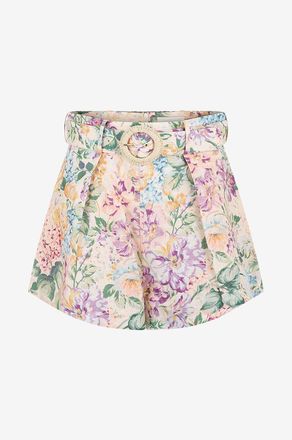 Zimmermann Gebl&uuml;mte Leinenshorts Halliday Tuck