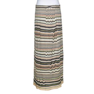 M Missoni Multicolored Stripe Perforated Knit Skirt