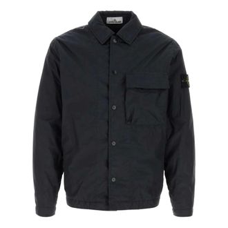 Stone Island Light Jackets, male, Blue, Size: 2XL Padded Nylon Overshirt