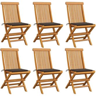 vidaXL Vidaxl - Sillas De Jard&iacute;n 6 Uds Con Cojines Taupe Madera De Teca