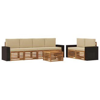 vidaXL Conjunto De Sof&aacute;s De Exterior Con Coj&iacute;n 7 Pcs Natural Y Beige Vidaxl