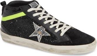 Golden Goose Mid Top Sneaker in Black/Yellow/Silver at Nordstrom, Size 8Us