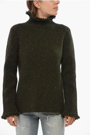 Burberry Frayed Hem Melange Turtleneck Sweater size S