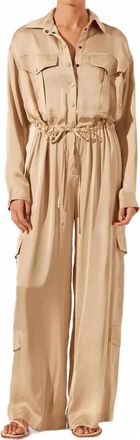 Shona Joy Shae Drawstring Utility Jumpsuit In Oat