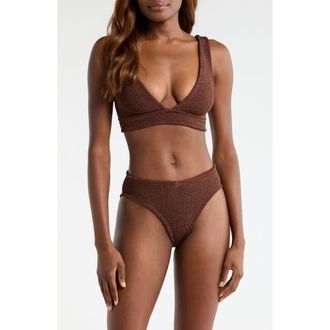 Hunza G Angel Crinkle Two-Piece Swimsuit in Metallic Chocolate at Nordstrom