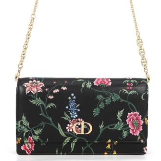 Dior Black Multi-Color Leather Chain/Shoulder Wallet (Pre-Owned)