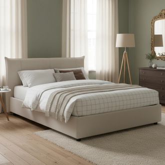 Talamo Italia Talamo Italia - Dmora - Letto Matrimoniale Dbadel, Letto Contenitore Con Rivestimento In Tessuto, 100% Made In Italy, Apertura Frontale, Adatto Per Ma