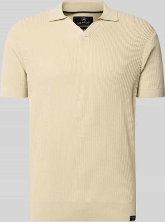 Lerros Slim Fit Strick-Poloshirt mit V-Ausschnitt in Beige, Gr&ouml;&szlig;e XXXL