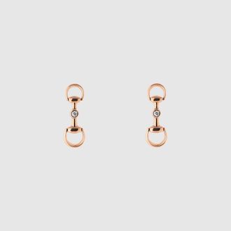 Gucci Horsebit Diamond 18k Earrings, Gold, Rose Gold