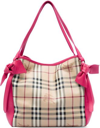 Burberry Pre-owned Burberry Small Haymarket Check Coated Canvas and Calfskin Canterbury Bow Tote Ladies ZSNQMQW5YSE958EO