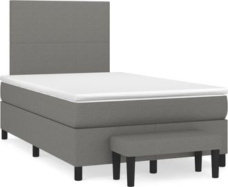 vidaXL Cama Box Spring Con Colch&oacute;n Tela Marr&oacute;n Oscuro 120x190 Cm Vidaxl