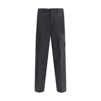 Stone Island Straight Trousers, male, Black, Size: W34 Cargo Pants with Compass Logo