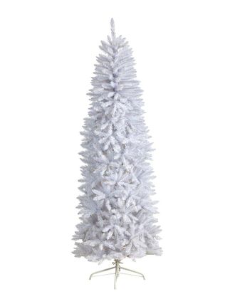 Nearly Natural 7Ft Slim White Artificial Christmas Tree With 995 Bendable Branches