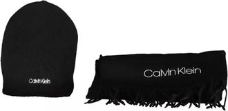 Calvin Klein Beanie en Sjaal Set - Heren - Hoeden - Zwart - ONE Size - Polyester - Accessoires