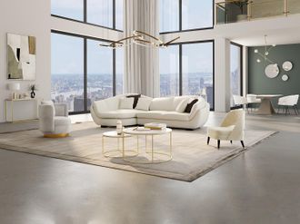 Vente-Unique Divano angolare 5 posti Pelle di bufalo Avorio Angolo a sinistra - CAIPI di Pascal Morabito