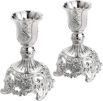 OEM Set Di 2 Portacandele Conici, Eleganti Portacandele In Ottone, Candelabri Per Matrimoni, Candele Da Tavola Natalizie Per Decorazioni Domestiche (argen