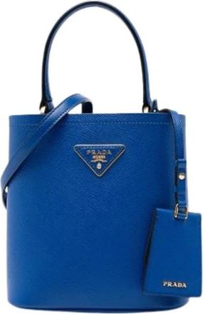 Prada Pre-owned Panier Bucket Bag - Dames - Vintage Tas - Blauw - ONE Size - Leer - Vintage
