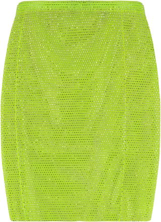 Santa Brands Womens Green Netted Rhinestone Skirt Polyester