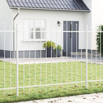 Berkfield Home Garden Fence with Hoop Top White 6.8x1.25 m Steel