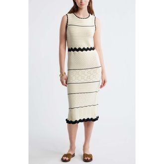 Treasure & Bond Pointelle Midi Sweater Dress in Ivory Dove at Nordstrom, Size Xx-Small