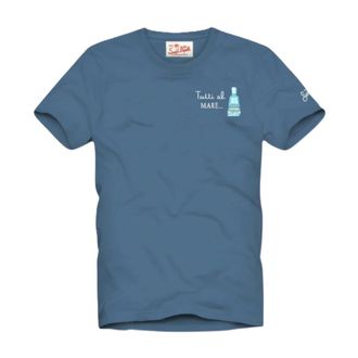 MC2 Saint Barth T-Shirts, male, Blue, Size: XL Portofino Cotton Front Print T-Shirt