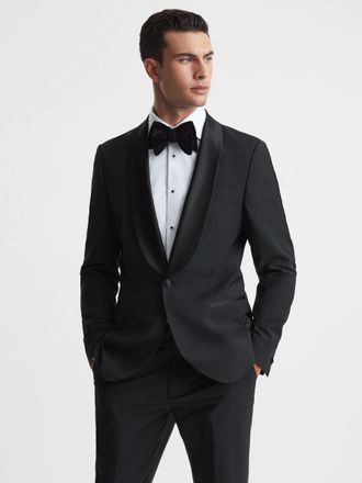 Reiss Black Poker Single-breasted-lapel Tuxedo Jacket Slim-fit, 36R
