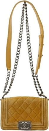 Chanel Pre-owned Cross Body Bags, female, Yellow, Size: ONE SIZE Pre-owned Matelasse Pochette Shoulder Bag