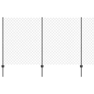 Berkfield Home Chain Link Fence with 20 U Posts Grey 1.4x10 m Steel in Black