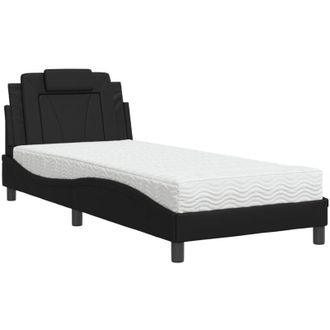 vidaXL Cama Con Colch&oacute;n Cuero Sint&eacute;tico Negro 90x190 Cm Vidaxl
