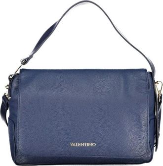 Valentino Tassen, Dames, Blauw, ONE Size, Handtas met handvat aan de bovenkant en goudkleurige hardware