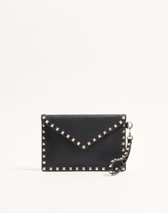 Valentino Garavani Pouch Rockstud In Vitello Granato Donna NERO UNI