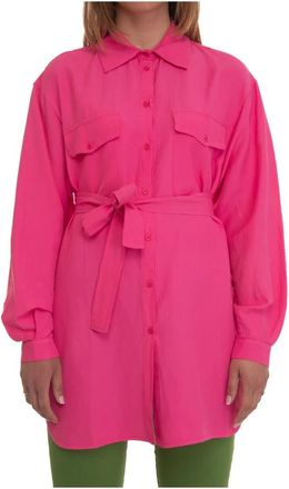 Pennyblack Lange Blouse met Knoopsluiting - Dames - Overhemden - Roze - L - Katoen - Overhemden