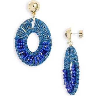 Nordstrom Beaded Oval Drop Earrings in Navy- Gold at Nordstrom Rack