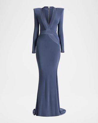 Zhivago Battle Lines The Heiress V-Neck Gown