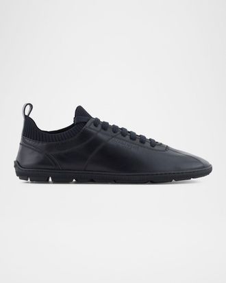 Giorgio Armani Men & apos;s Leather Knit-Lining Low-Top Sneakers