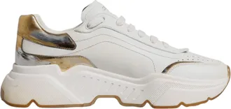Dolce & Gabbana White Gold DAYMASTER Leather Sneakers Mens Shoes (Pre-Owned)