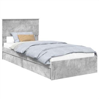 vidaXL Storage Bed Concrete Grey 100 x 200 cm Engineered Wood vidaXL