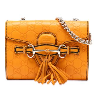 Gucci Pre-owned Womens Mini Guccissima Emily Crossbody - Orange Leather - One Size