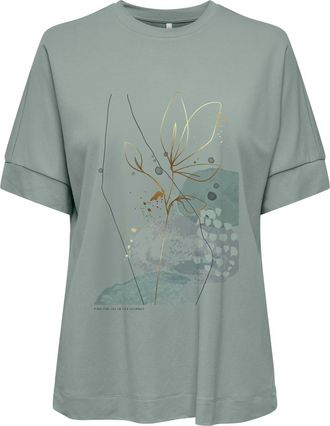 Only Kurzarmshirt ONLY ONLJANY S/S O-NECK PRINT TOP BOX JRS, Damen, Gr. XL, jadeite print:janey journey, Jersey, Obermaterial: 53% Viskose, 47% Nylon, norm