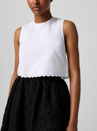 Cecilie Bahnsen Womens Deeba poplin scalloped cropped top
