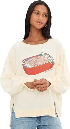 Free People We The Free Graphic Camden Pullover Womens Sweater Sardine Combo : LG (Womens 12-14), Cotton/Polyester