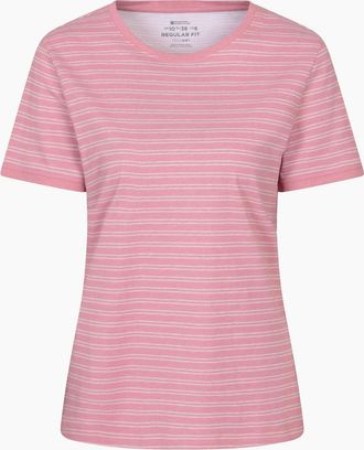 Mountain Warehouse Womens Mountain Warehouse Womens/Ladies Contrast Striped Ribbed T-Shirt - Pink - Size: 16